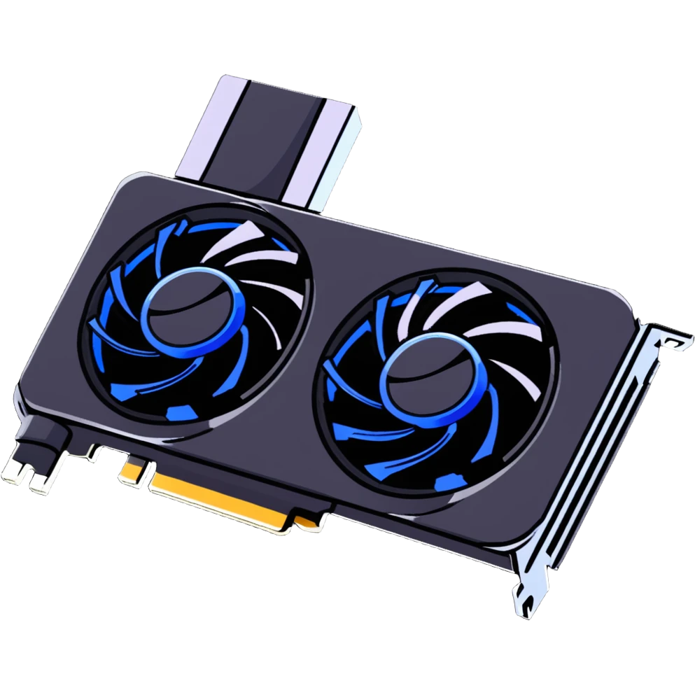 modern gaming video card with RGB lighting and cooling fans emoji