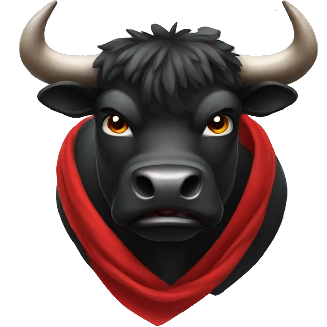 black bull using red scarf feeling angry emoji