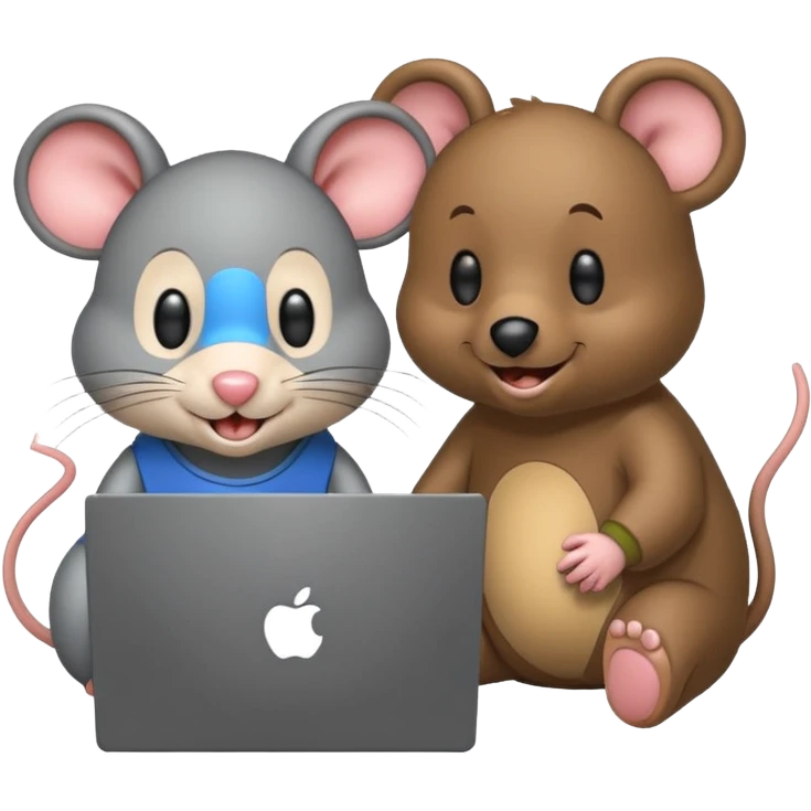 mouse and bear working on a computer but as a favucon emoji