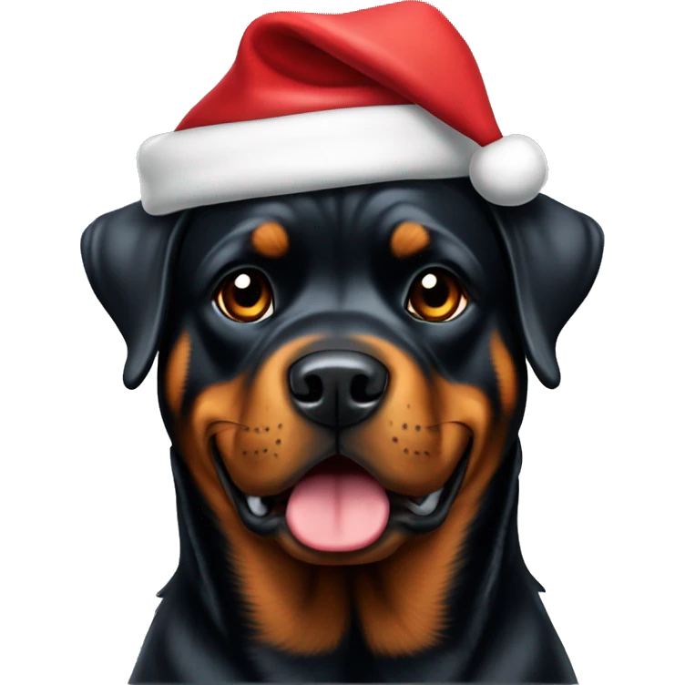 Rottweiler with Santa hat emoji