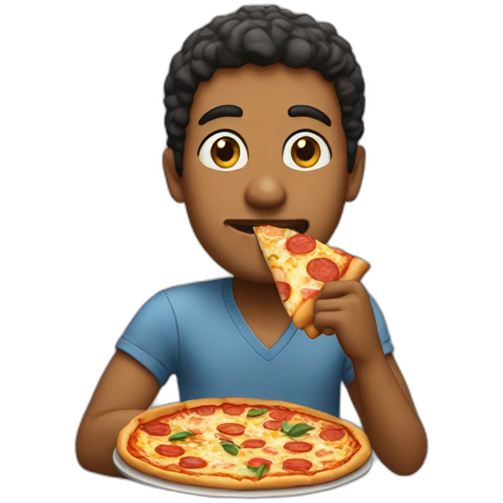 Mahmoud eating a pizza emoji