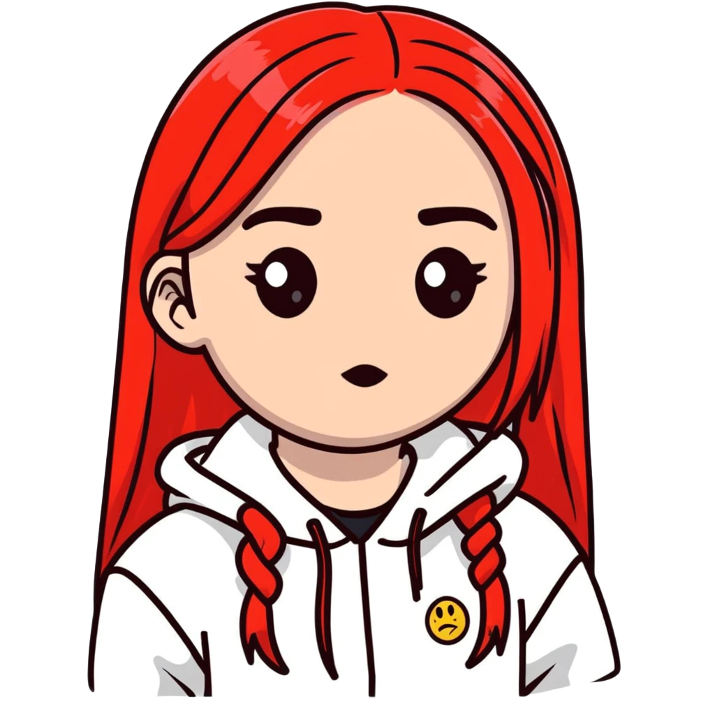 Make Billie Eilish as an emoji with red roots emoji