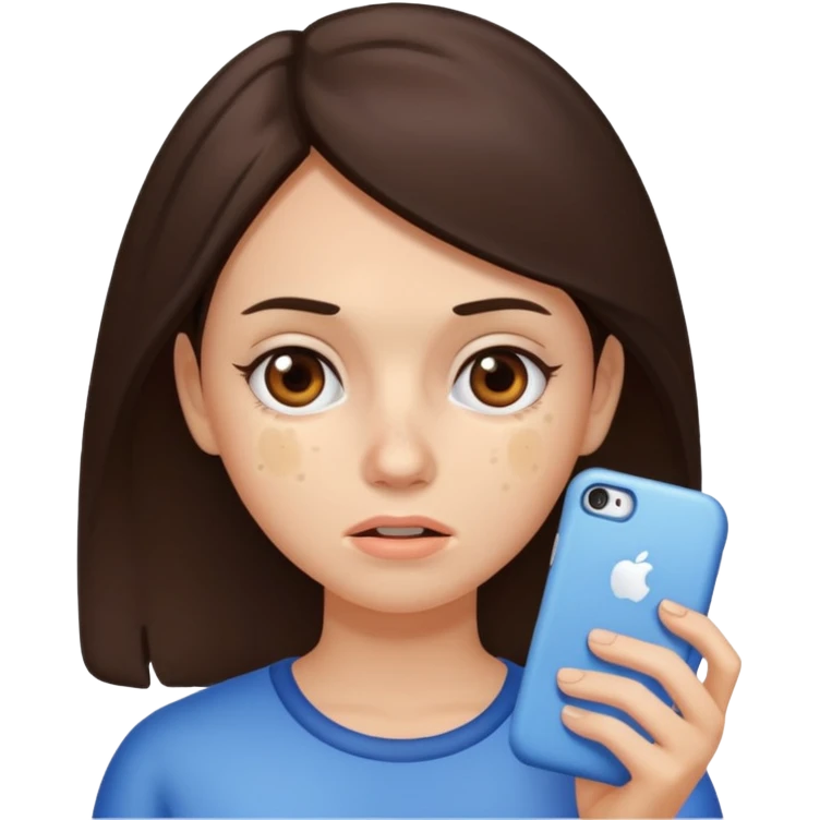 brunette woman with lots of acne emoji