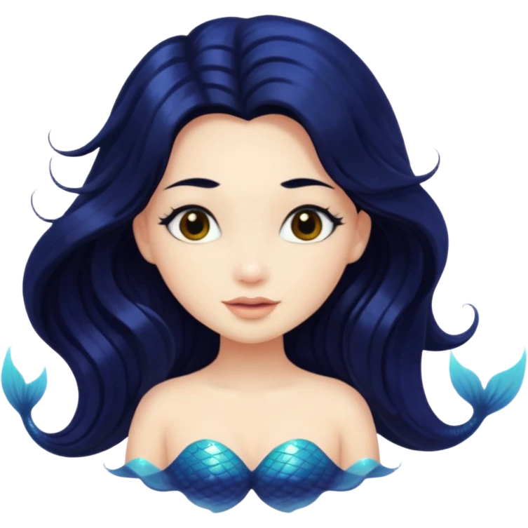 Long black hair mermaid emoji