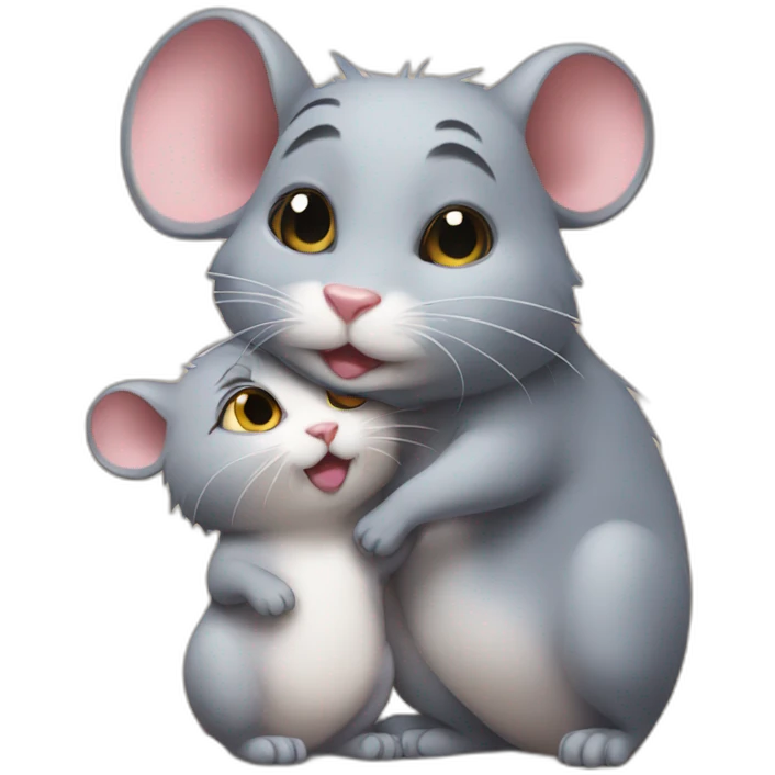 a male rat kissing a female cat emoji