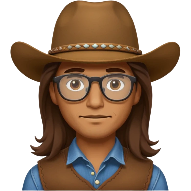 long hair cowboy with glasses emoji