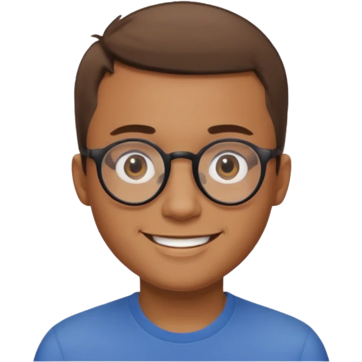 homme cheveux très court marron clair sans barbe sourrir avec lunettes rondes emoji