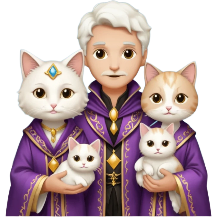 magician couple and their pet cat emoji