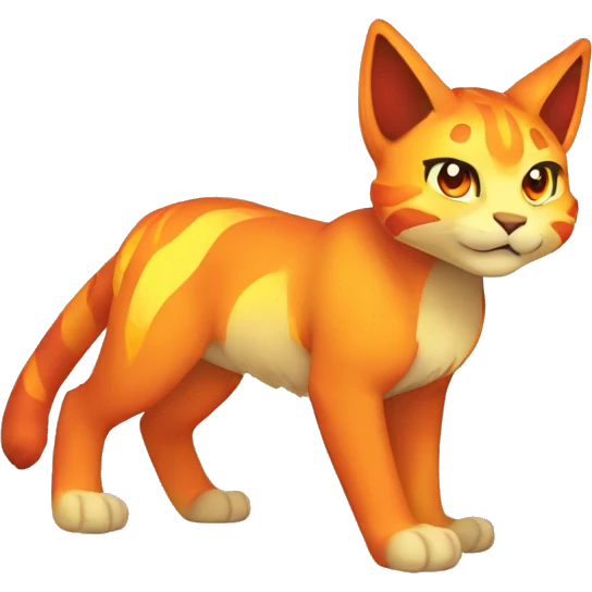 Red orange yellow Fire-type-lynx-Pokémon Full Body emoji