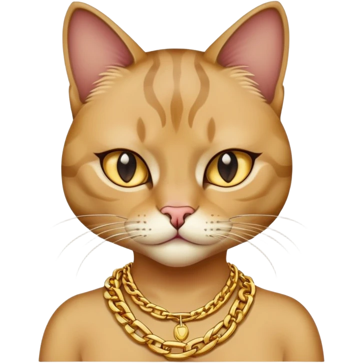 judgy female cat with gold chains, hip-hop style emoji