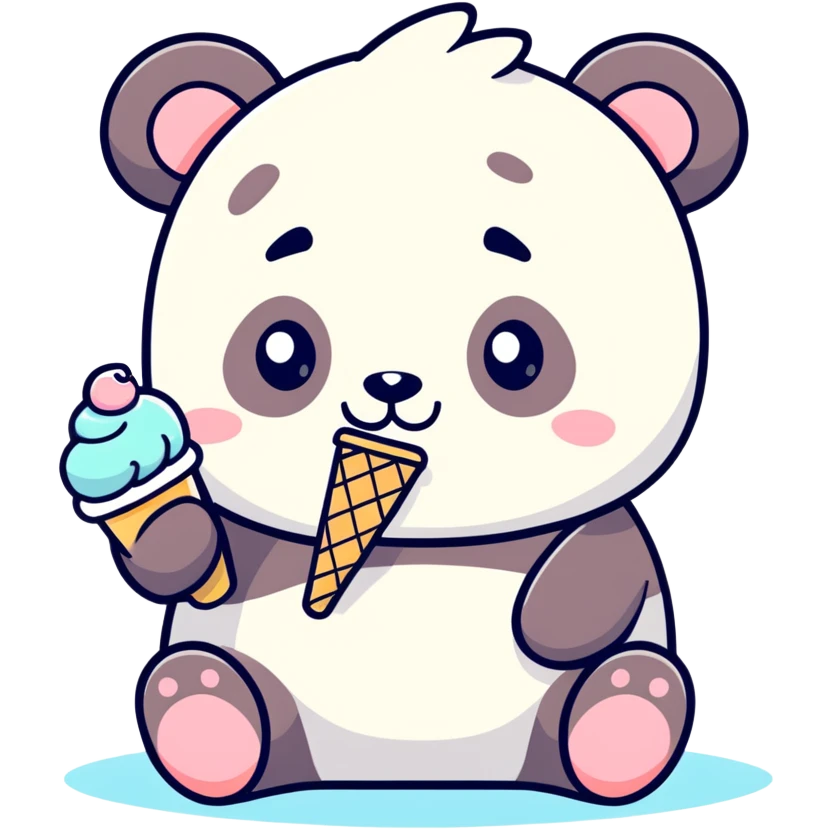 Panda eating ice cream emoji