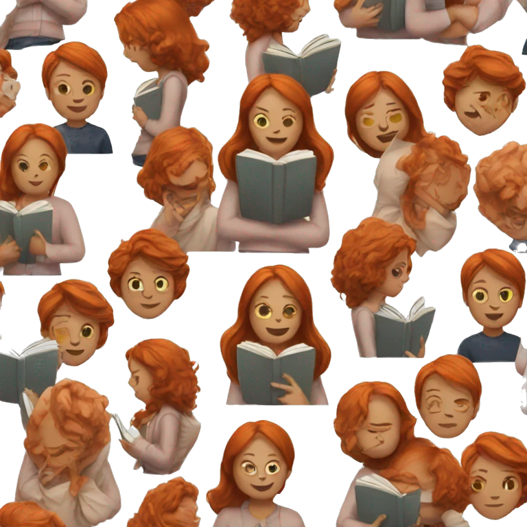 Redhead woman with book emoji