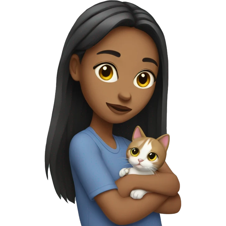 Girl with her cat emoji
