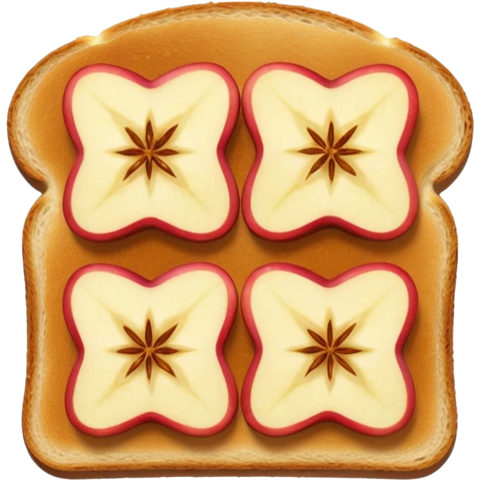 toast with apple slices on top, clean and minimal, no text emoji