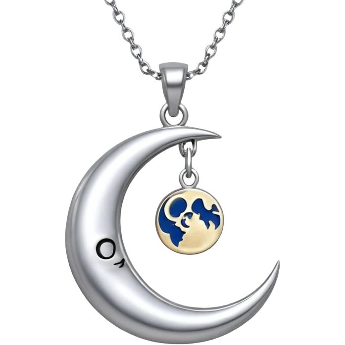 Moon charm in necklace – silver crescent moon
 emoji