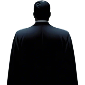 A dramatic, large collage featuring sinister villains and Alfred Hitchcock's silhouette. In the background, Gotham's gloomy cityscape with dim lighting. A flock of black birds flies ominously overhead. The atmosphere is tense, suspenseful, and mysterious. Transparent background. emoji