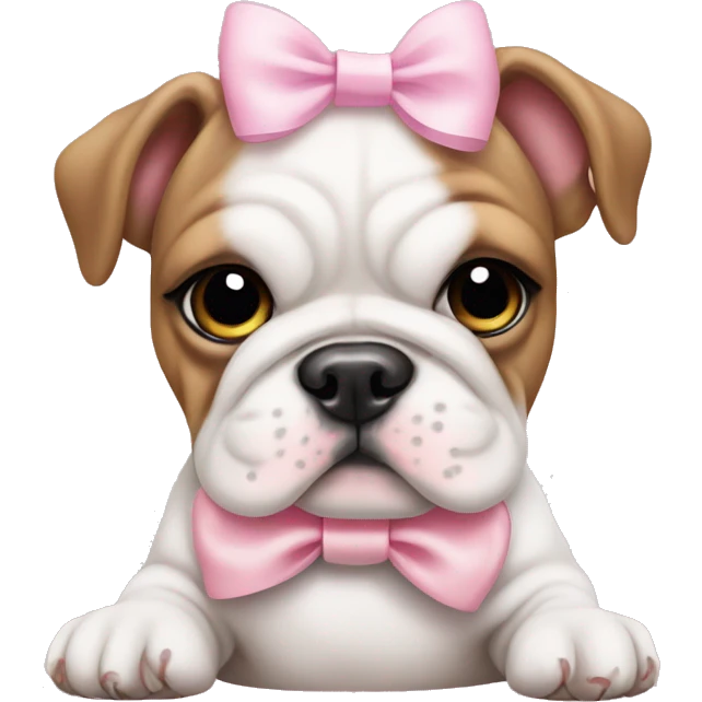 Bulldog puppy with pastel pink bow emoji