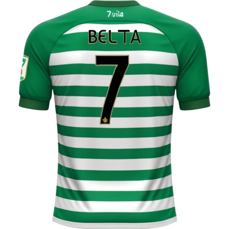 back view of a Real Betis football jersey, only the back, number 7 clearly visible, green and white stripes, simple and clean emoji