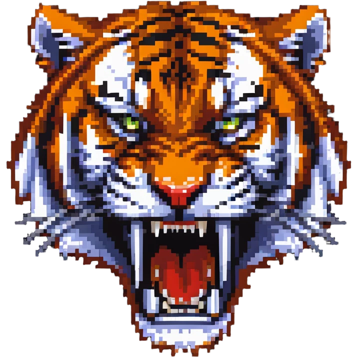 fierce tiger with sharp teeth and angry expression emoji