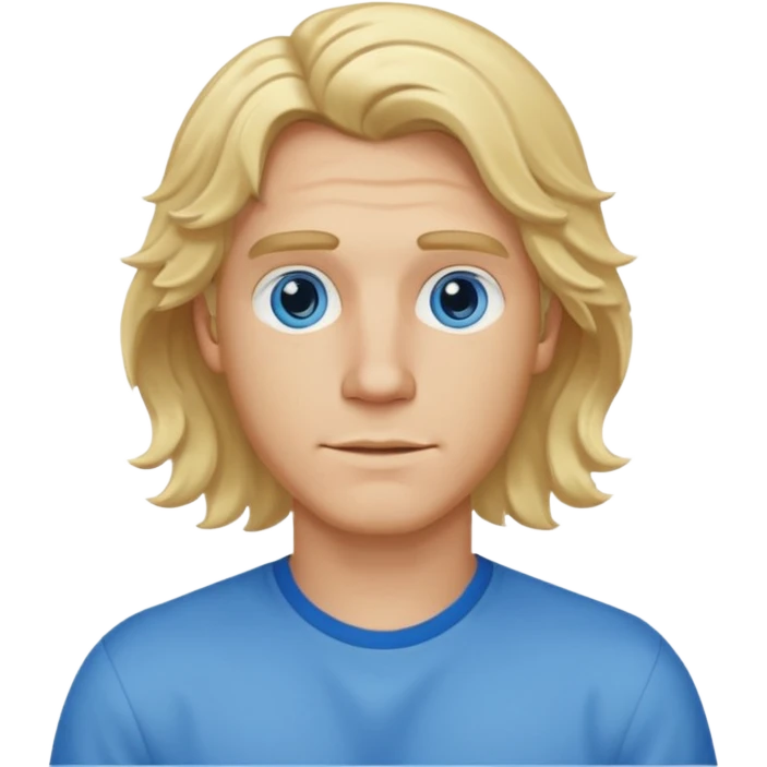 Blonde dude with wavy long middle part emoji