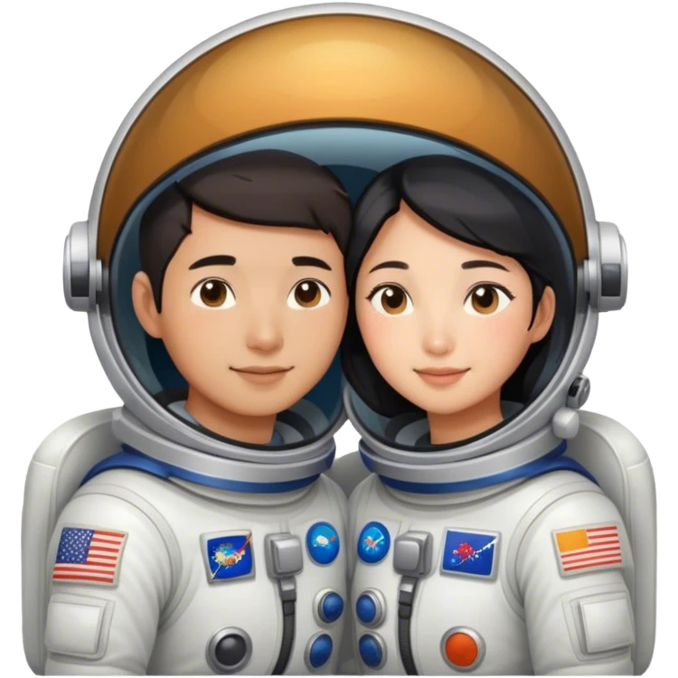 Asian Astronaut couple cuddling  emoji