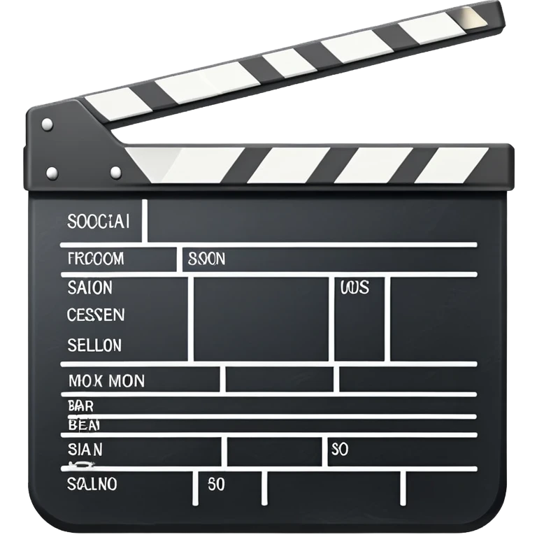 most basic film slate outline possible, stripped down to bare essentials, just a rectangle with clapper bar emoji
