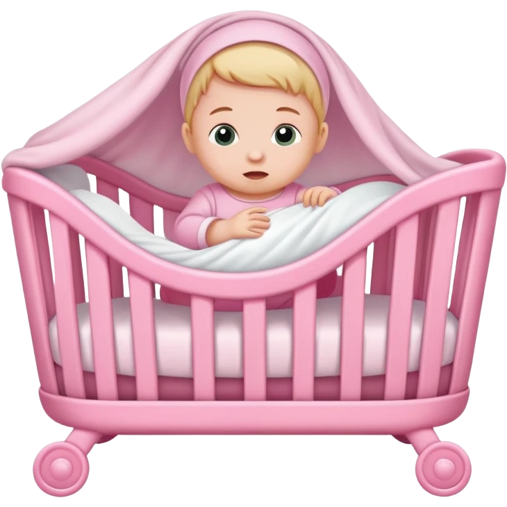 A newborn in a pink crib emoji