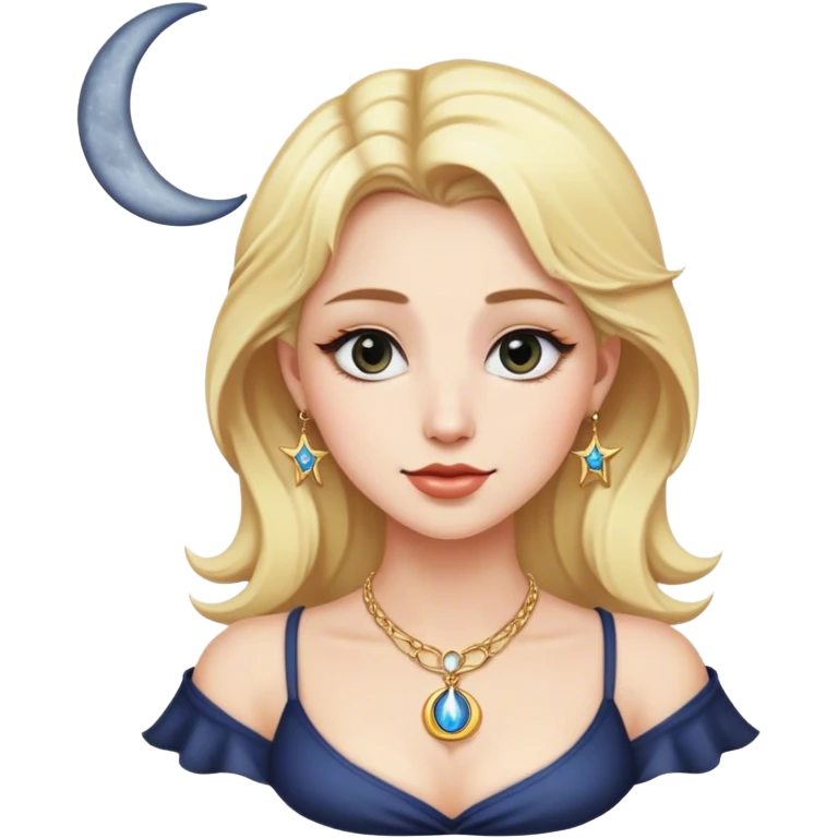 Blonde woman with a crescenct moon necklace emoji