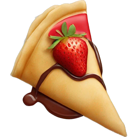 folded strawberry chocolate sauce crepe emoji
