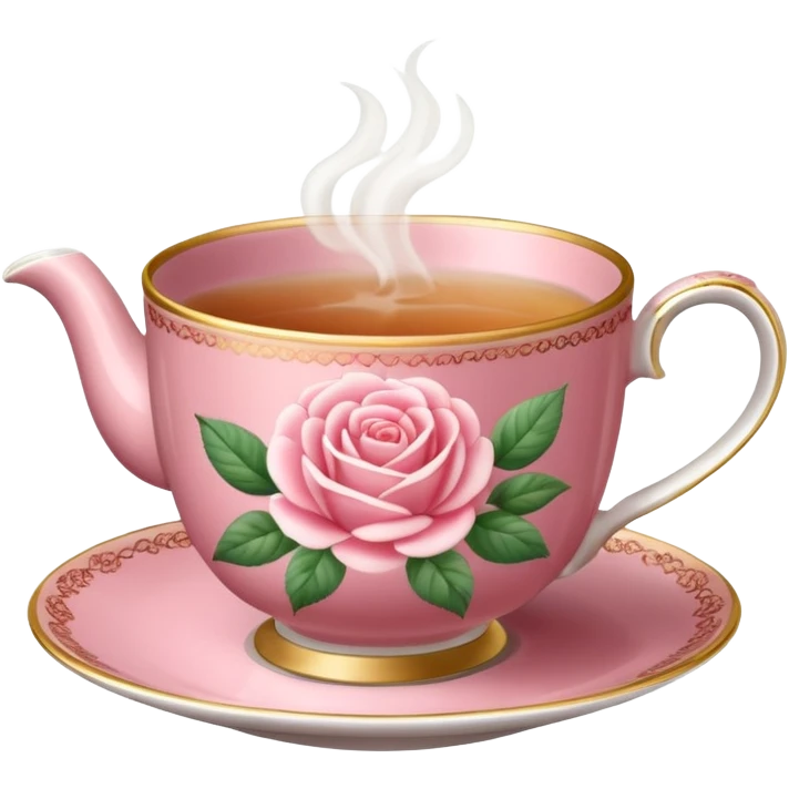 Milk rose tea in a very fancy floral small cup emoji
