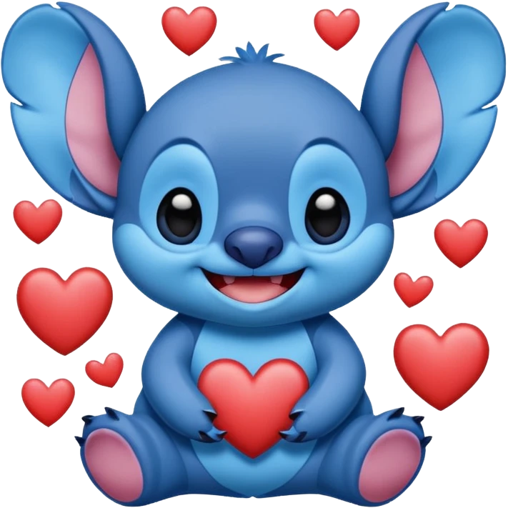 Stitch surrounded by hearts  emoji