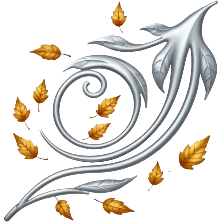 Falling 2 leaves made of silver 🍃 emoji