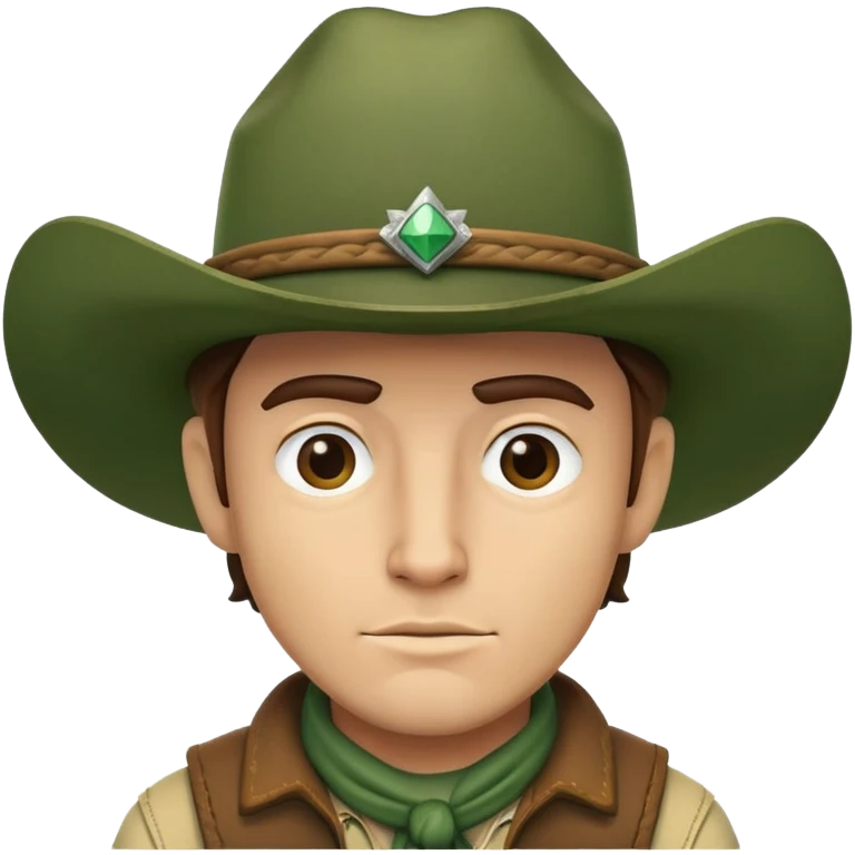Rugged cowboy character with a forest green cowboy hat emoji