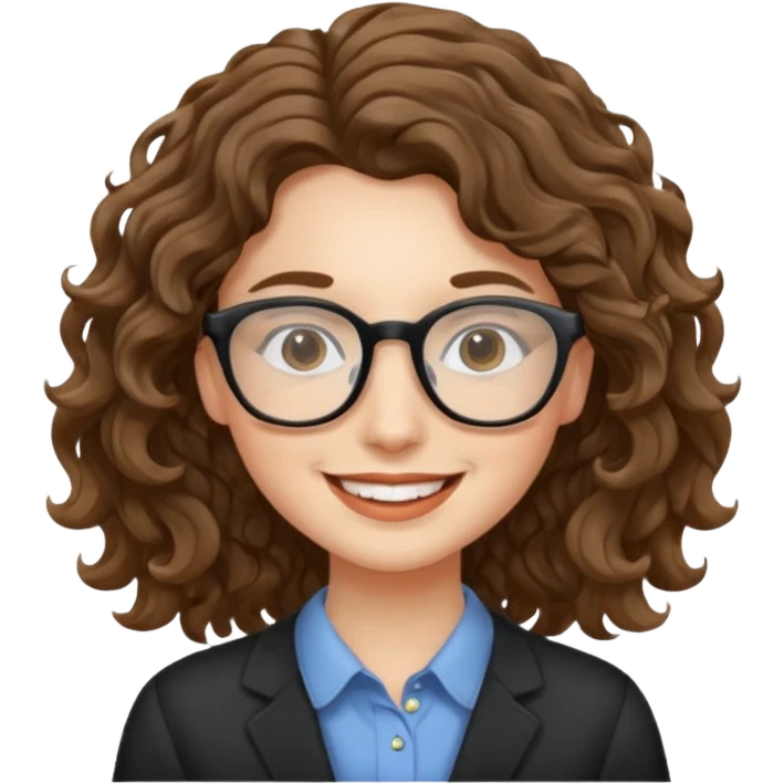 une belle personne avec beaucoup de details, des lunettes, des cheveux ondulé emoji