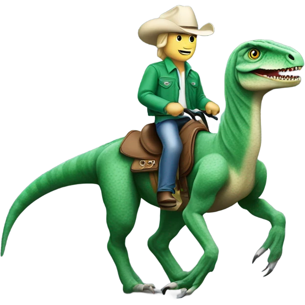 Alan Jackson riding green velociraptor emoji