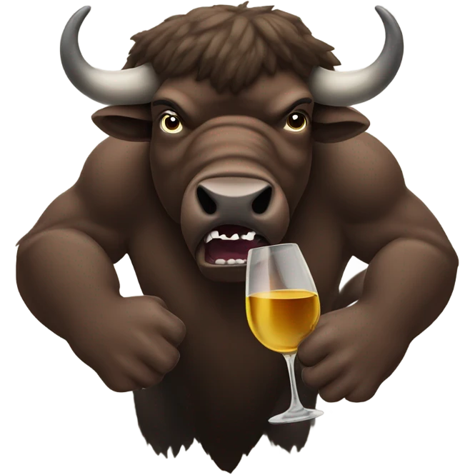 Angry bison hold wine emoji