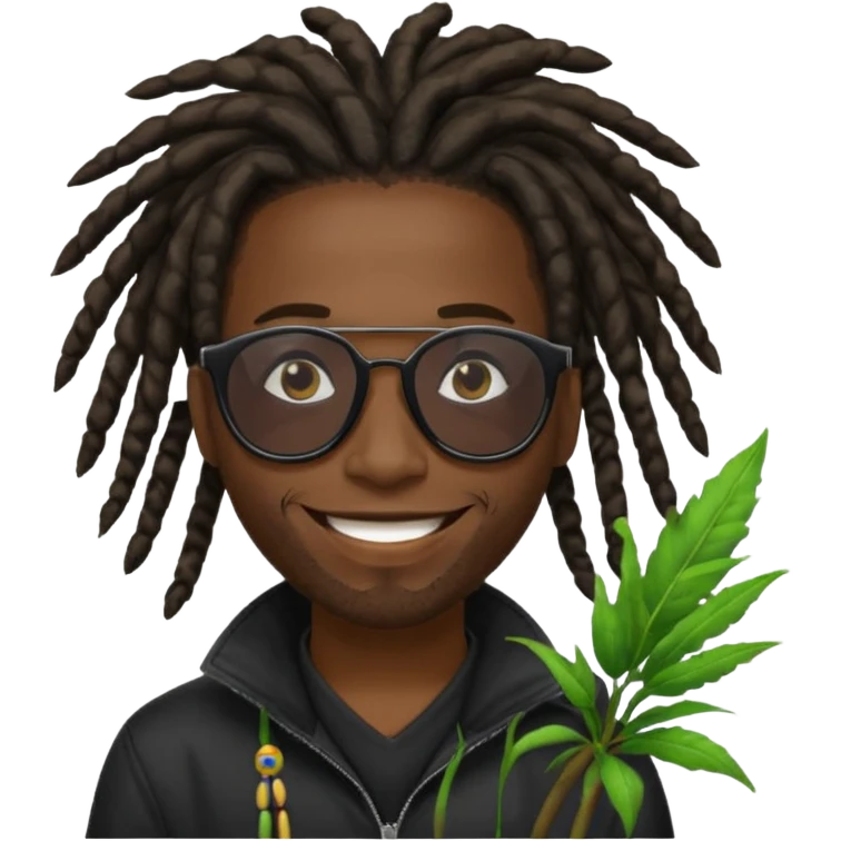 a black african guy with dreadlocks, wearing black shades and aura farming emoji emoji