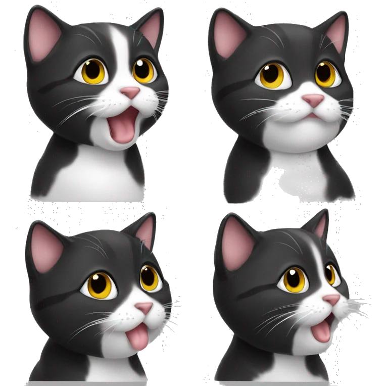 Cute cat sending kisses that black and white Tuxie  emoji