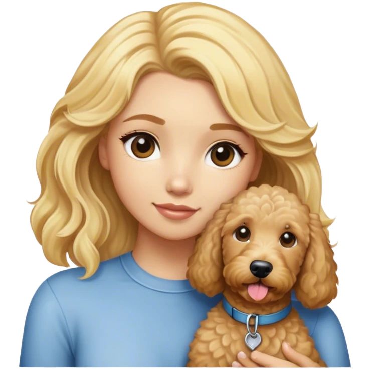 Goldendoodle with blonde girl emoji