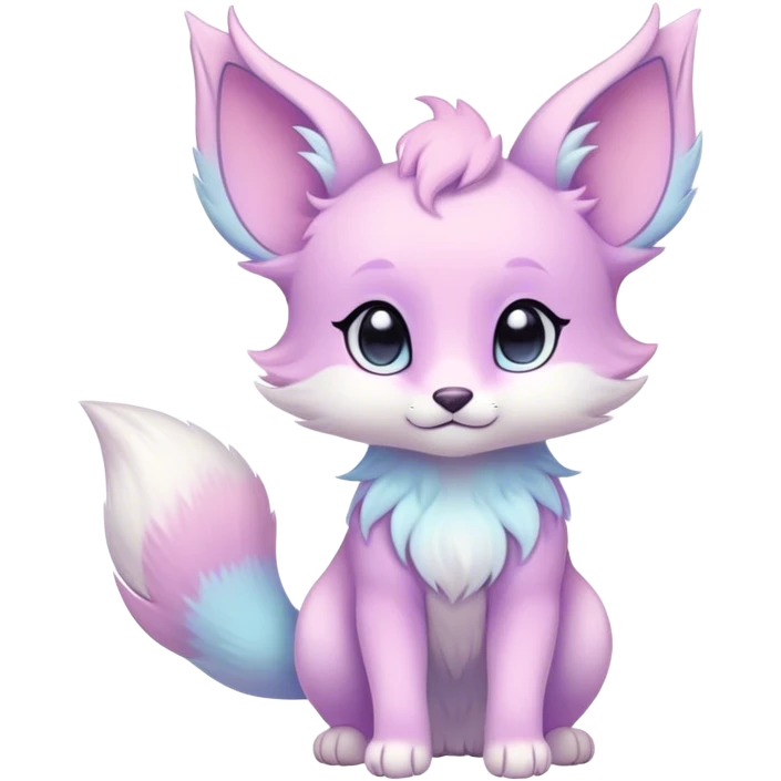 Kawaii bright fantasy ethereal anthro fursona animal with a tufted tail and round ears emoji