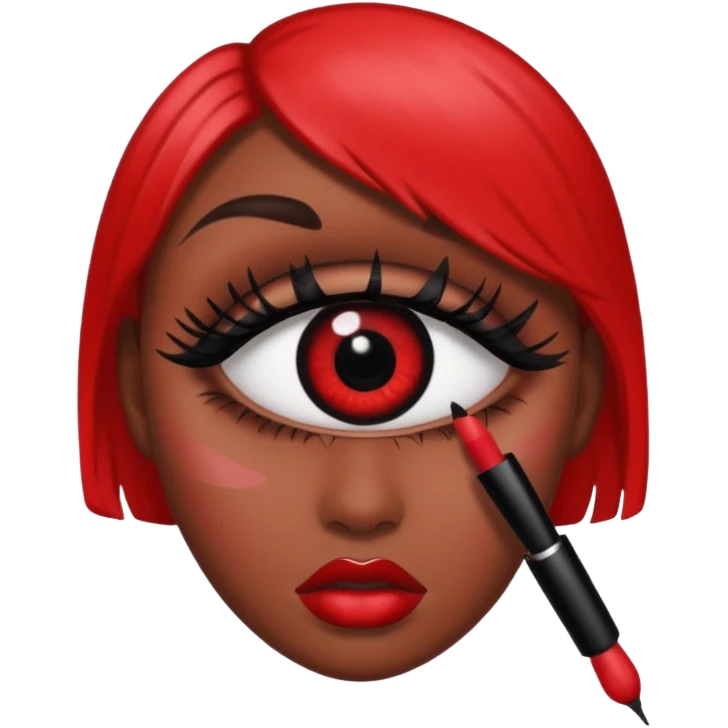 Black and red gothic big eye with mascara and makeup   emoji