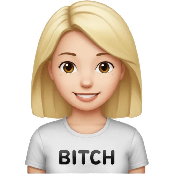 Girl wearing a shirt that says bitch emoji