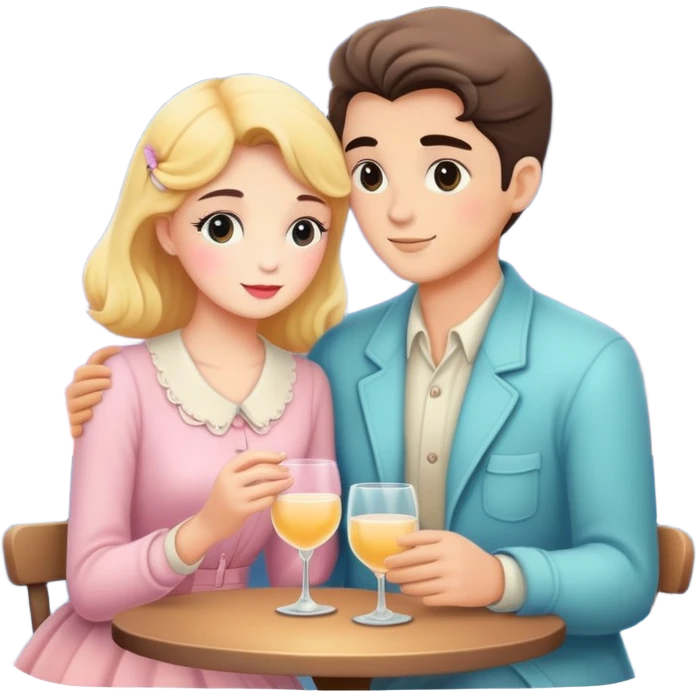 Pastel warm-colored romantic vintage Moonlight date emoji
