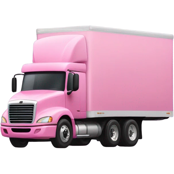 A white ￼girl driving a Pink semi trailer truck emoji