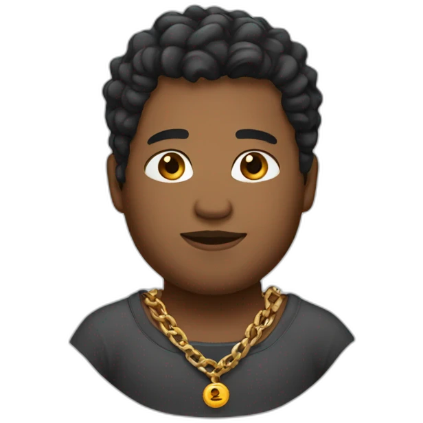 man Brown skin, chubby,gradient cut hair, chain around his neck emoji