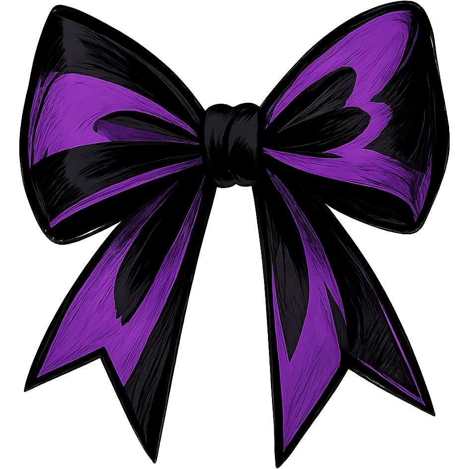 emo bow, black and purple, expressive and stylish, remove background emoji