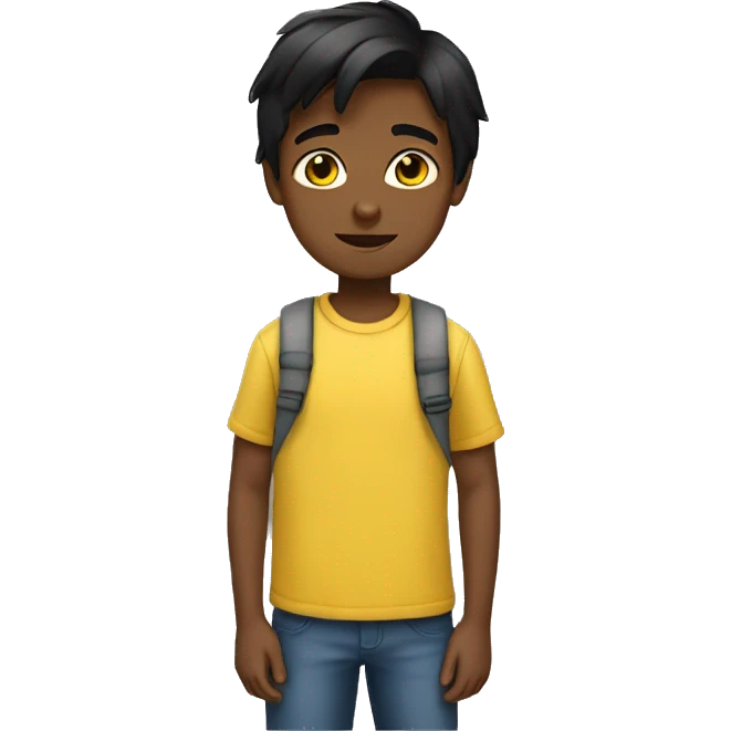 Boy with straight black hair in middle part wearing a yellow shirt  emoji