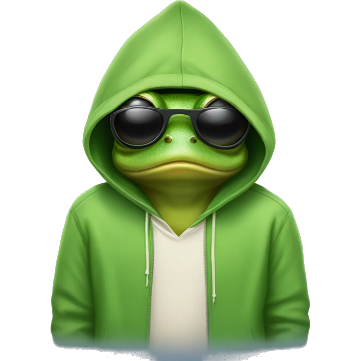 Frog with hoodie and sunglasses emoji
