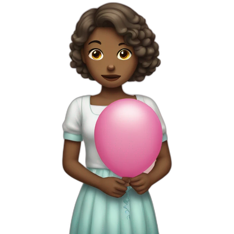 Girl holding hurt shape baloon emoji