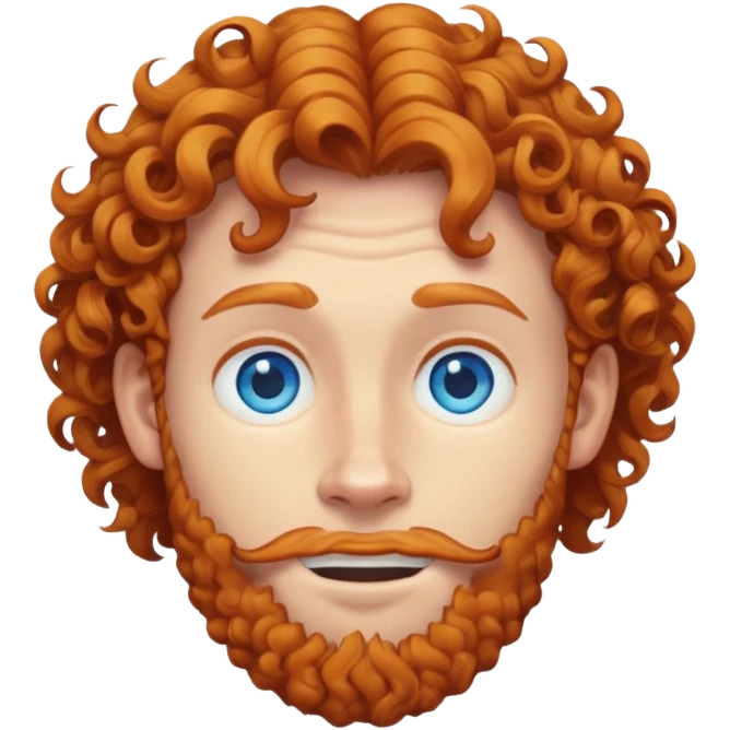 Curly ginger guy with blue eyes emoji